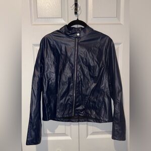 NWOT Women's Navy Lightweight Faux Leather Jacket